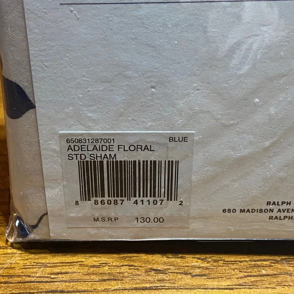 Ralph Lauren Adelaide Floral‎ Blue Standard Sham Pillow Cover 20x28 New QTY 2